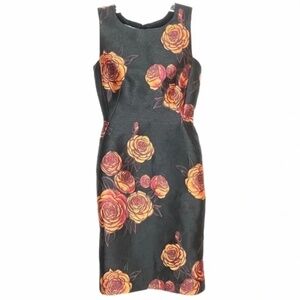 Aquilano Rimondi Printed Rose Sheath Dress Sz 2